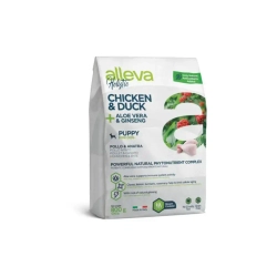 Alleva holistic puppy/junior chicken & duck mini сухой корм для щенков и юниоров с курицей и уткой, алое вера и женьшенем - 800 г
