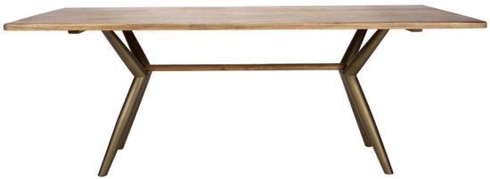 Стол RI010 Brass metal base & Light Grey Ash 200х100