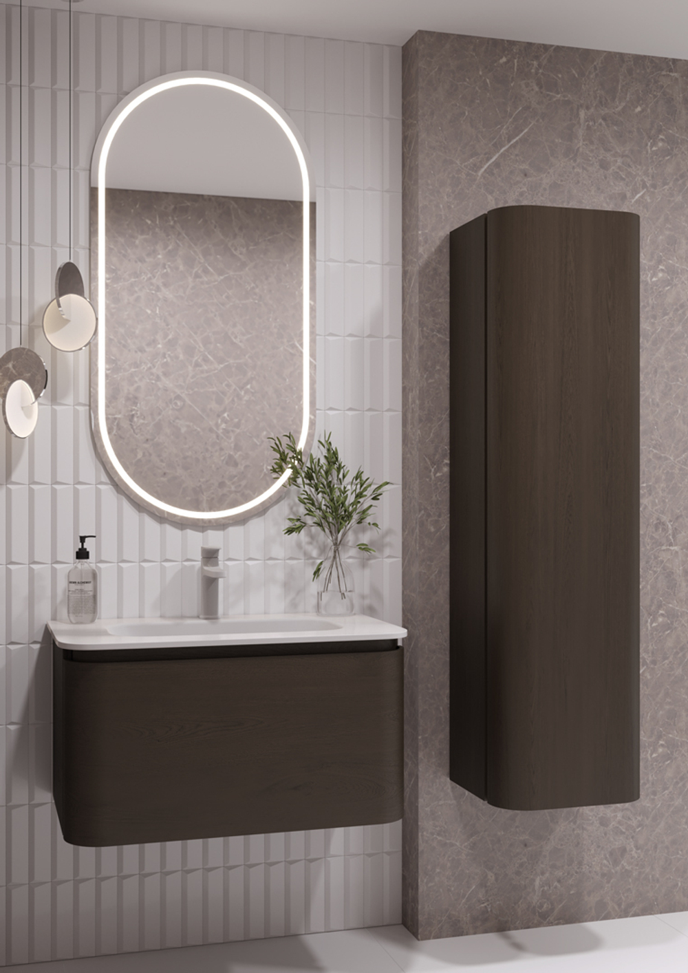 Armadi Art OVALE 1 полка 80CM ШПОН тумба + раковина