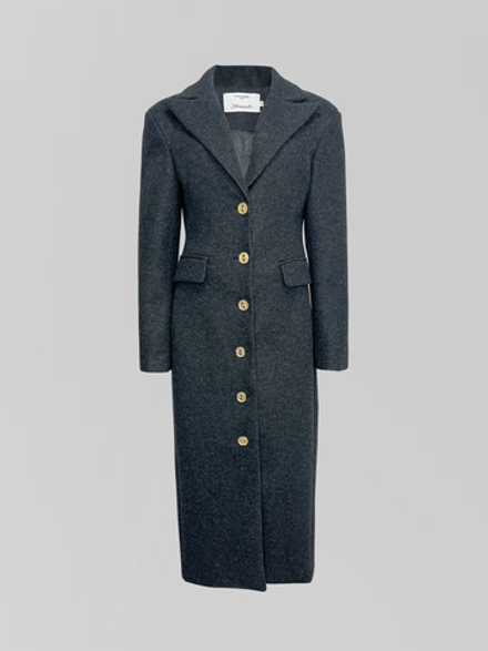 Пальто приталенное на золотых пуговицах с карманами