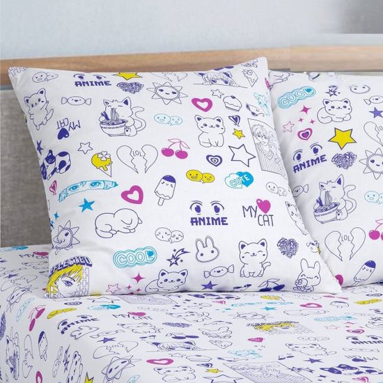 Полуторный комплект детского постельного белья Аниме поплин