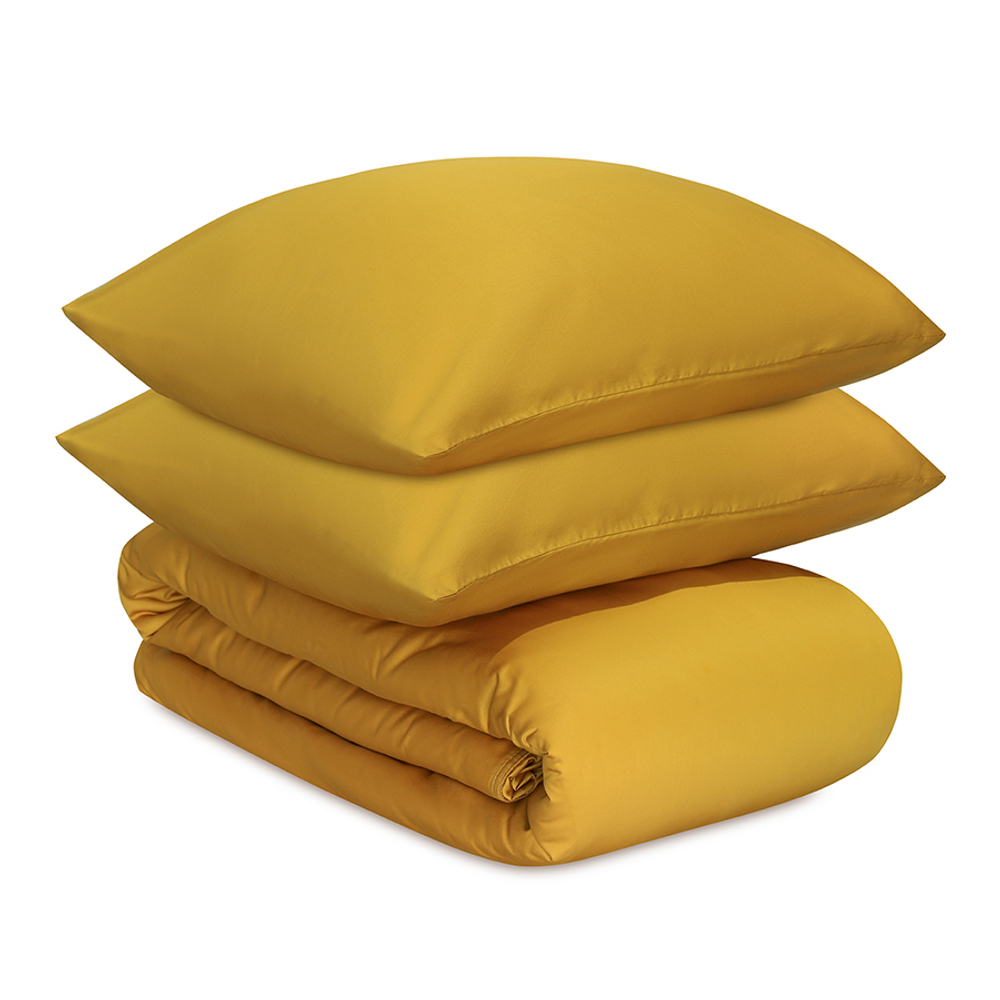 Комплект постельного белья из премиального сатина горчичного цвета из коллекции essential, 200х220 см