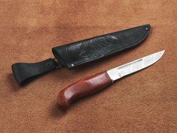 Финский нож Пуукко, дамасская сталь, рукоять мореная карельская берёза