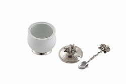 Сахарница и молочник на подносе "Орхидея" с ложкой