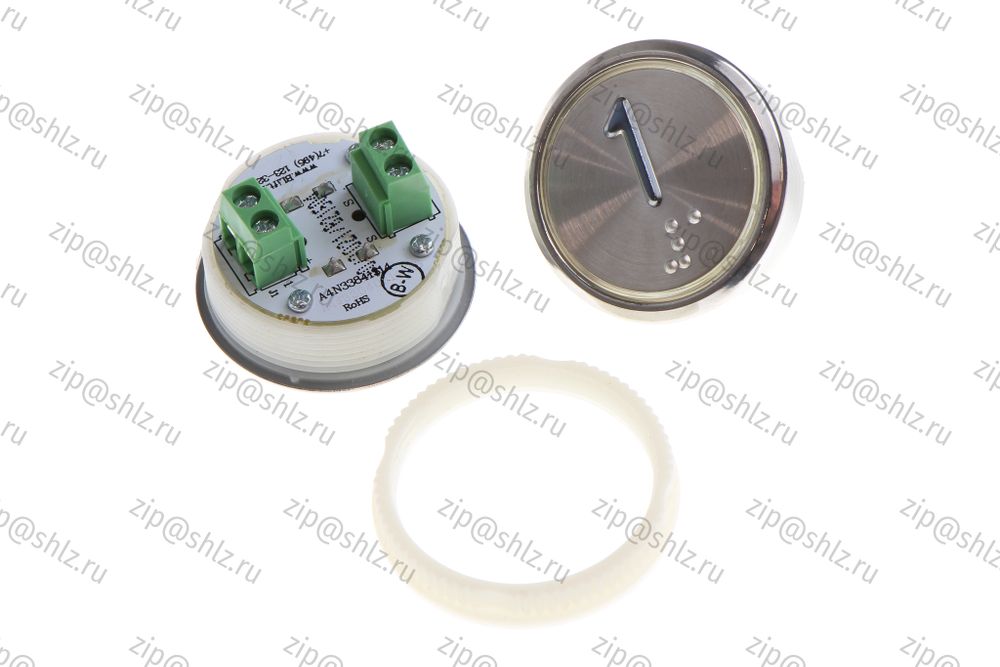 Кнопка (кнопочный модуль) BBP-R331-CMPLT-S-W &quot;1 этаж&quot;, круглая, статическая белая подсветка, Брайль.