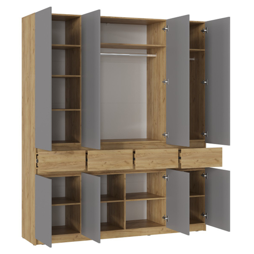 БОСТОН ШК-004 Шкаф 4-ств. ЛДСП (Комплект) Дуб Крафт золотой / Шифер серый
