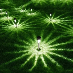 Светильники уличные на солнечной батарее 10 шт., фонарики садовые холодный свет