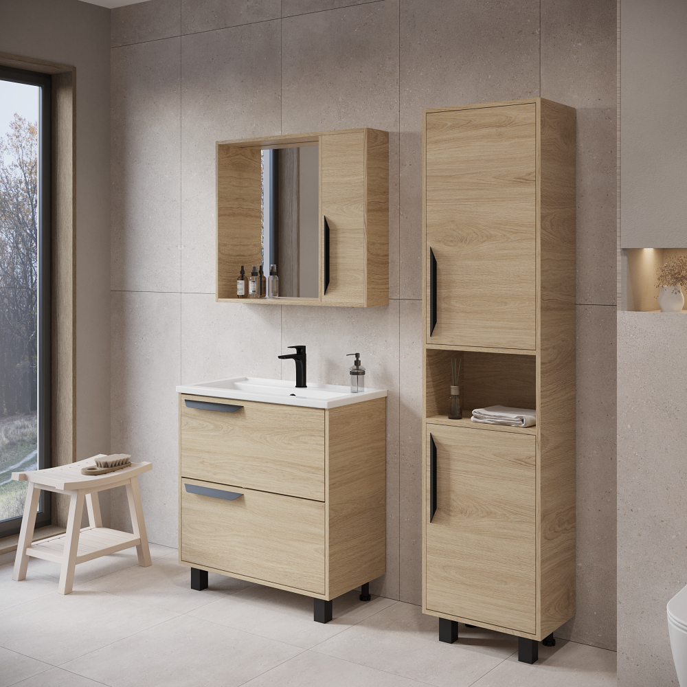 Тумба VIANT "Кёльн" Фостер 80 2 ящика светлое дерево 435х770х820 (VKEL80FOSD-T2Y)