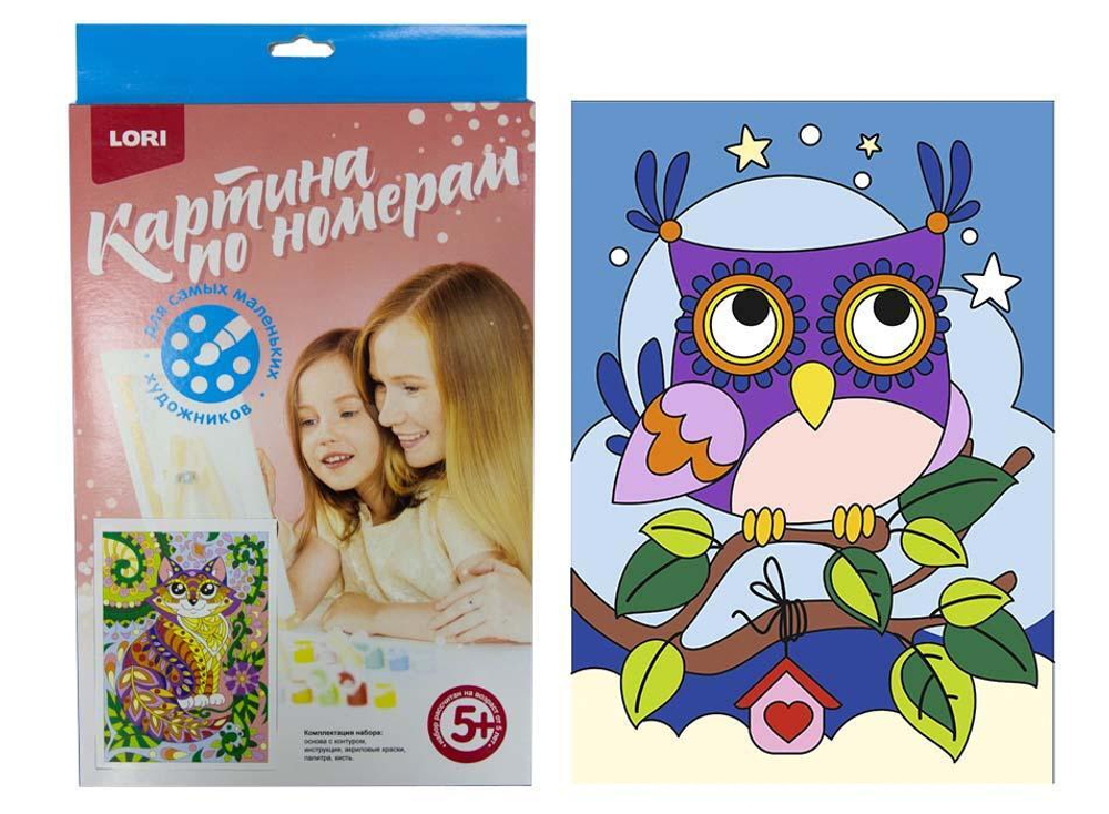 Картина по номерам 30*20см "Совушка" (Lori)