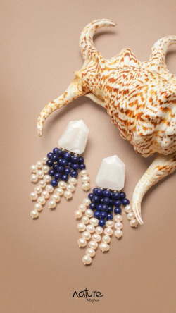 Клипсы Nature Bijoux, Pacifique, с перламутром, жемчугом и лазуритом, NB26.1-11-90650 (синий)