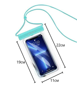 Чехол для телефона водонепроницаемый бассейн море пляж, голубой