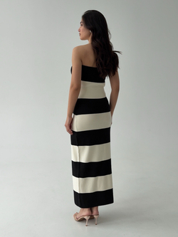 Платье вязаное, в полоску, без лямок