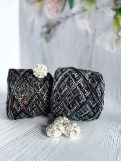 Большая пуговица-брошь с бисером жемчугом и стразами 3 шт