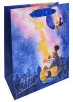 Пакет подарочный бумажный "Космоскетчи. Летняя ночь", мат. ламин., блестки, 26x32x12см