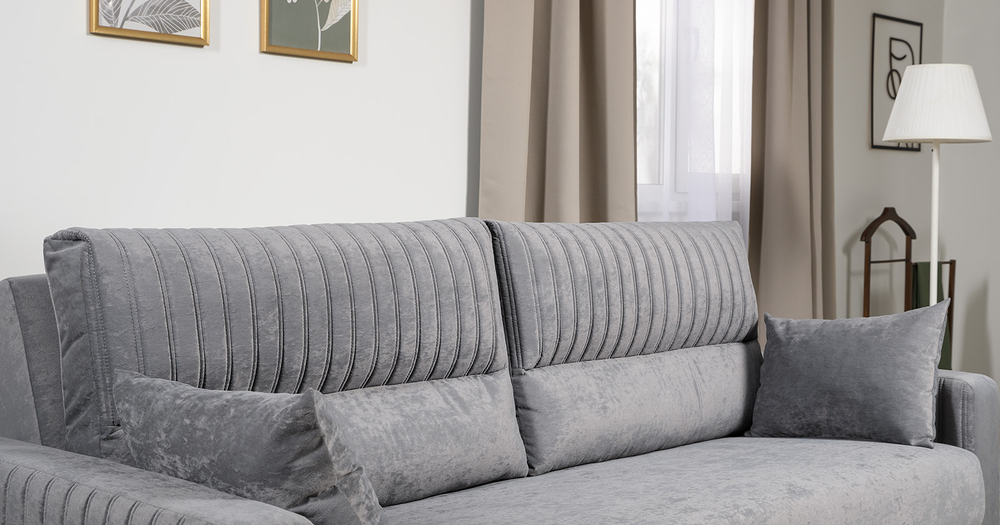 Изабель диван-кровать (велюр серый)