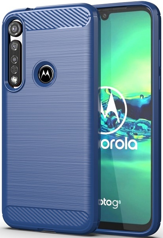 Чехол для Motorola Moto G8 plus цвет Blue (синий), серия Carbon от Caseport
