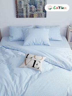 Постельное белье сатин Milky Garden "Уилтон" евро Наволочка 50x70 см 2 шт Простынь на резинке 180x200 см Пододеяльник 200x215 см