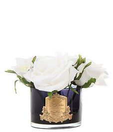 Букет из 5 роз цвета слоновая кость в черной вазе, Cote Noire