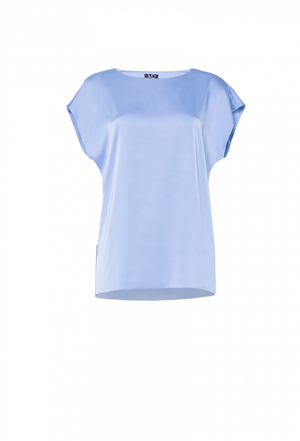 Блуза шелковая со спущенным рукавом бледно-васильковая 01-01-22 SS