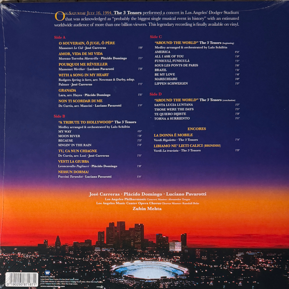 Carreras - Domingo - Pavarotti with Mehta ‎– The 3 Tenors In Concert 1994 2LP (Европа 2017г.) Т