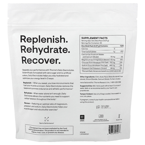 Thorne, ежедневные электролиты, красный апельсин, 30 пакетиков по 4,37 г (0,15 унции)