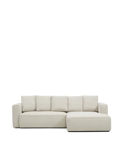 3-местный диван-кровать Marela бежевый шенилл с кушеткой справа 276 см