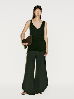 Massimo Dutti Креповый топ с узлом - Limited Edition, черный