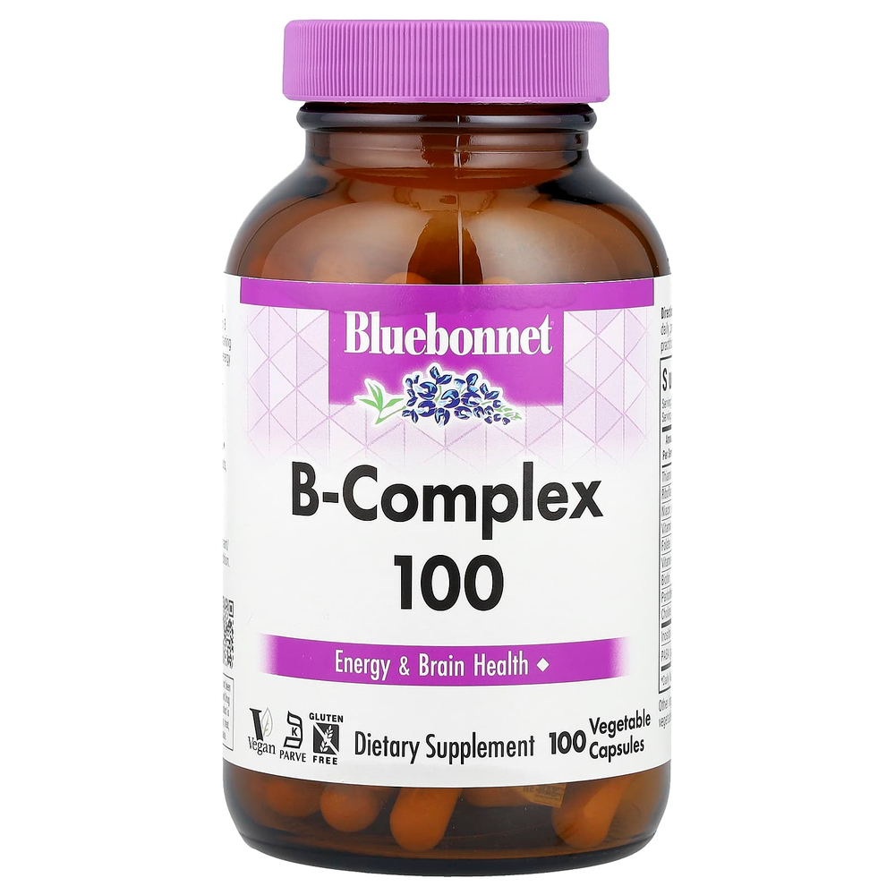 Bluebonnet Nutrition, B-Complex 100, витамины группы B, 100 вегетарианских капсул