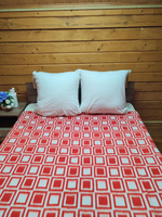 Одеяло Мягия, жаккардовое, полушерстяное, красное, белое, всесезонное