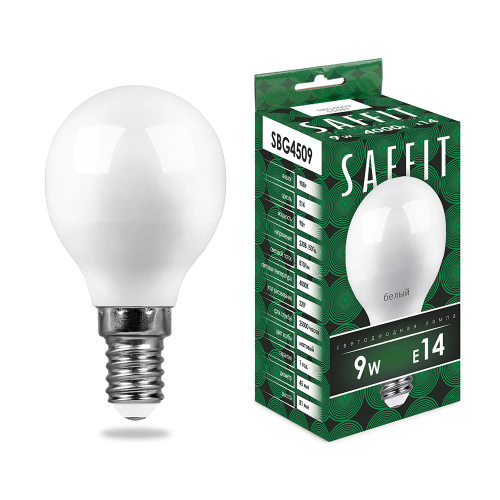 Лампа светодиодная LED SAFFIT шарик SBG4509 9W Е14 G45 4000K