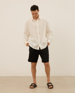 Рубашка мужская из 100% льна, молочная