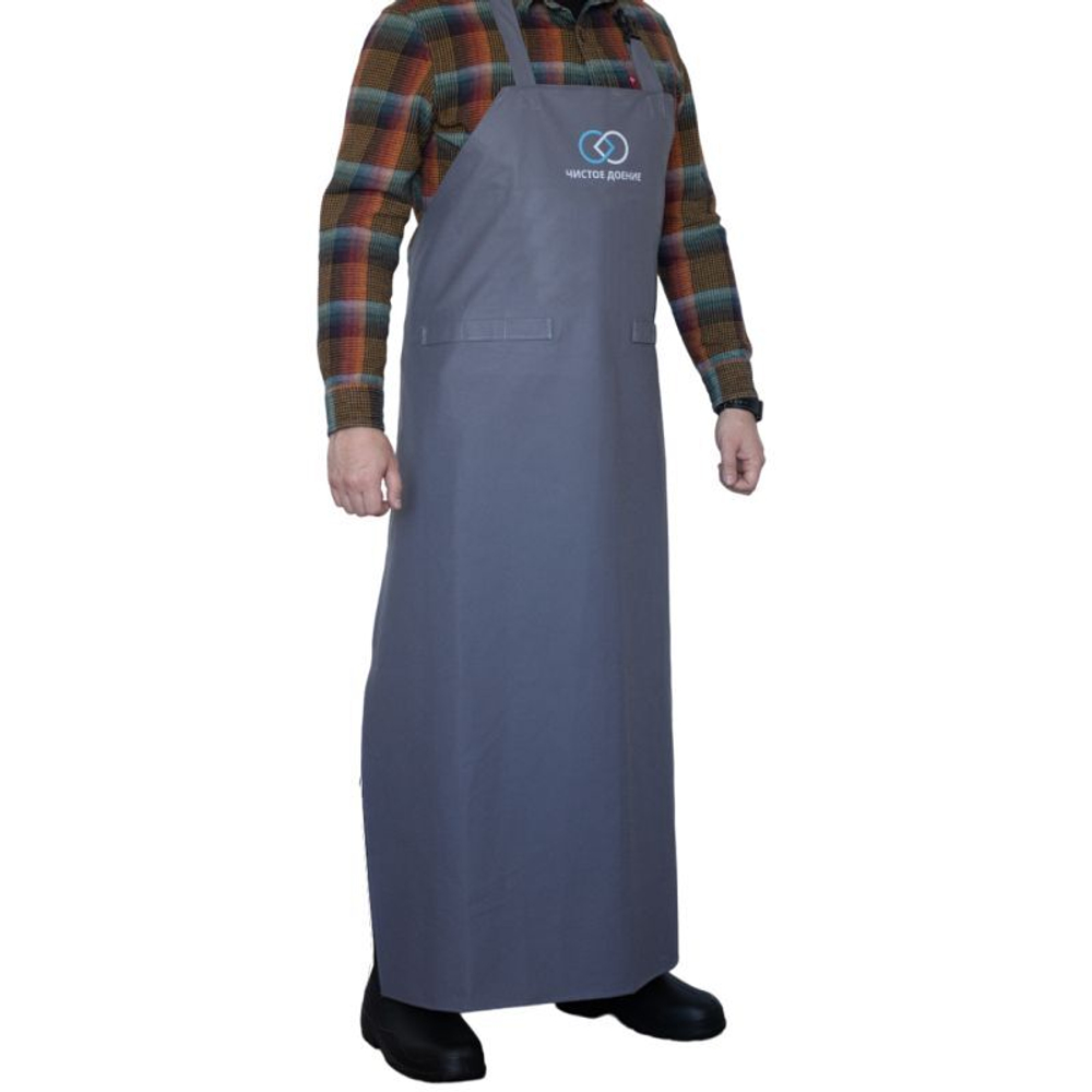 Фартук дояра Чистое доение с креплениями для кружки, 125х85 см, цвет серый