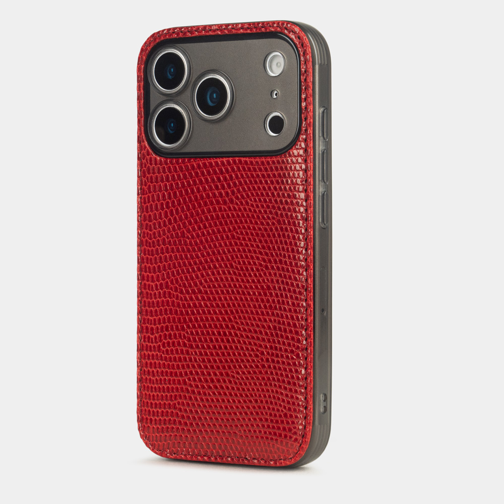 Чехол-накладка для iPhone 17 Pro Max из кожи ящерицы, красного цвета