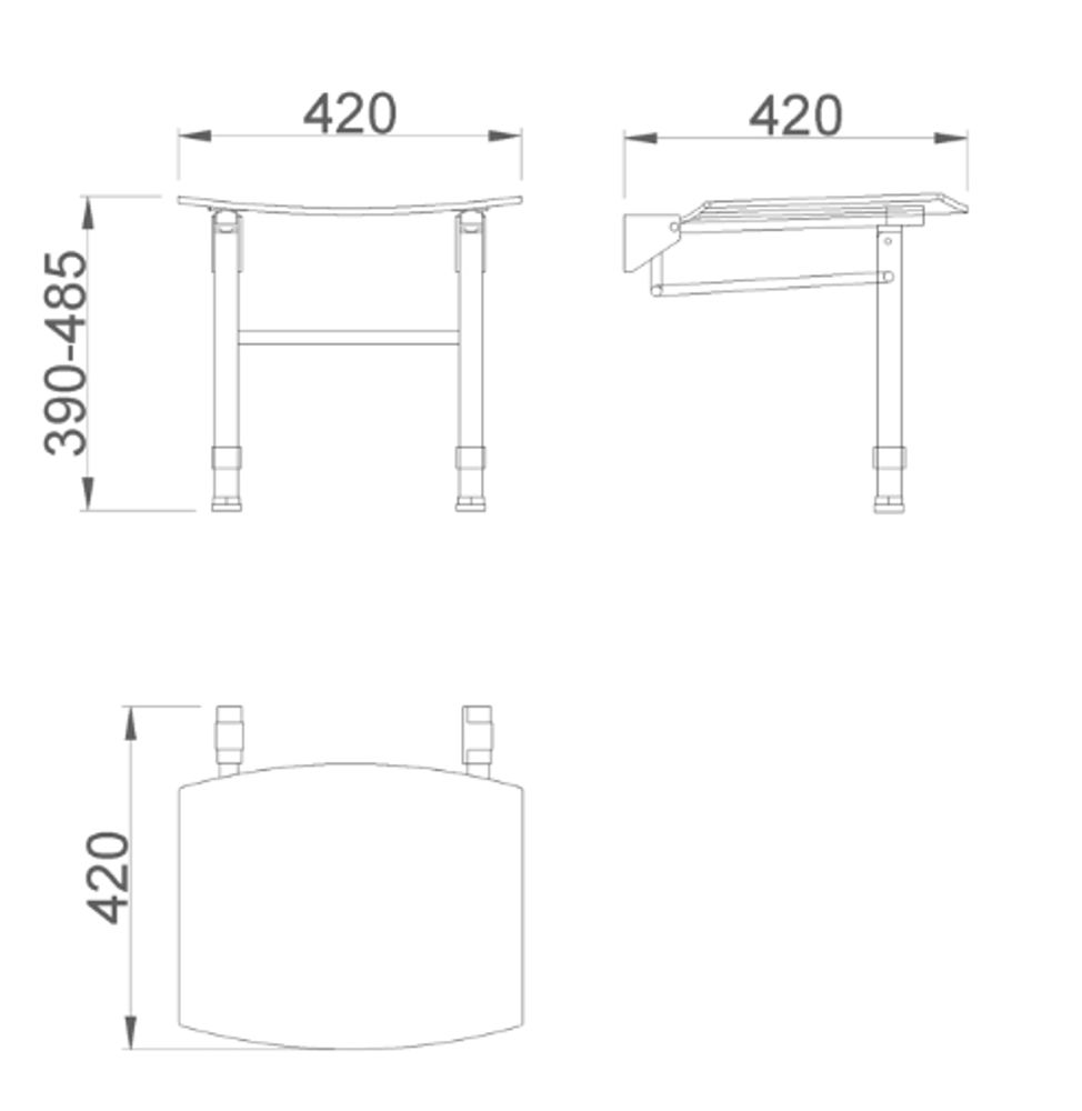 Сиденье для душа нерж. сталь/ABS  NOFER 15042.PIE.N черный