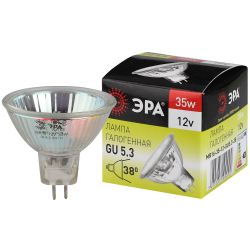 Лампа галогенная ЭРА GU5.3-MR16-35W-12V-CL GU5.3 35 Вт софит теплый белый свет | Лампы галогенные Точечные (MR, PAR)