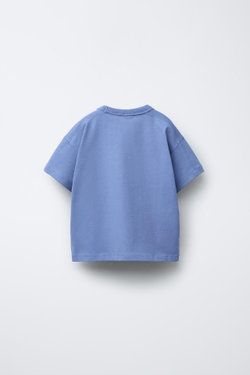 ZARA БАЗОВАЯ ФУТБОЛКА HEAVY WEIGHT, СИНИЙ