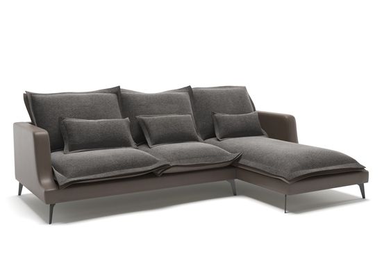 Rey диван с шезлонгом замша серый