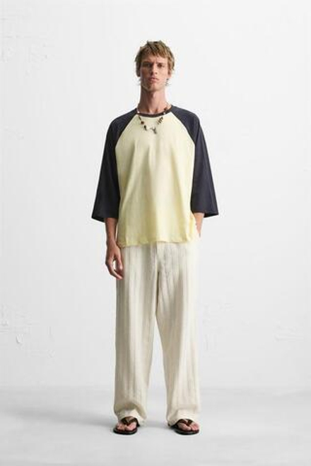 ZARA ЖАККАРДОВЫЕ БРЮКИ RELAXED FIT, ЭКРЮ