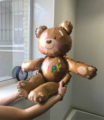 Шар 3D (22"/56 см) Фигура, Сидячий мишка, Коричневый