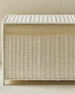 ZARA HOME ПРЯМОУГОЛЬНАЯ КОРЗИНА ДЛЯ БЕЛЬЯ С ТЕКСТИЛЬНОЙ ПОДКЛАДКОЙ, БЕЛЫЙ