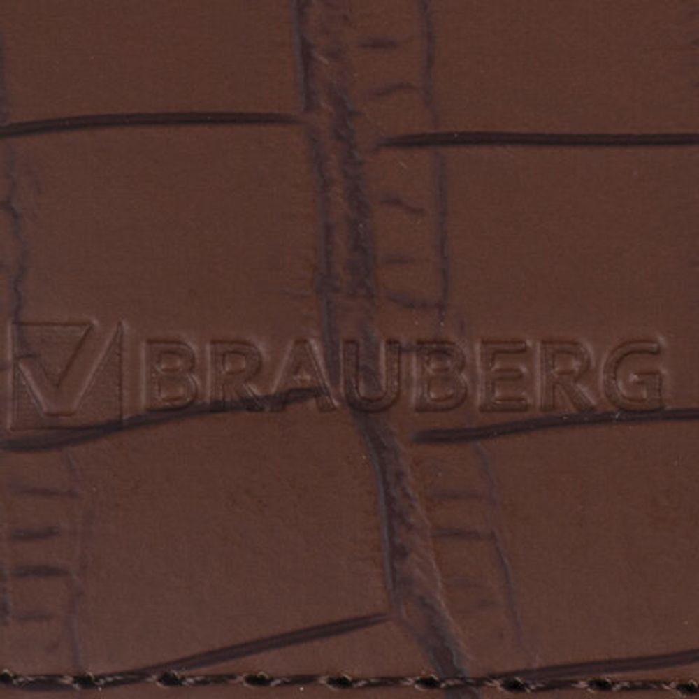Еженедельник недатированный МАЛЫЙ ФОРМАТ А6 (95х155 мм) BRAUBERG "Alligator", кожзам, 64 л., коричневый, 126183