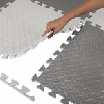 Коврик-пазл напольный 1,5х1 м, 6 шт., 50х50 см, толщина 1 см, серый, светло-серый, ЮНЛАНДИЯ, 664810
