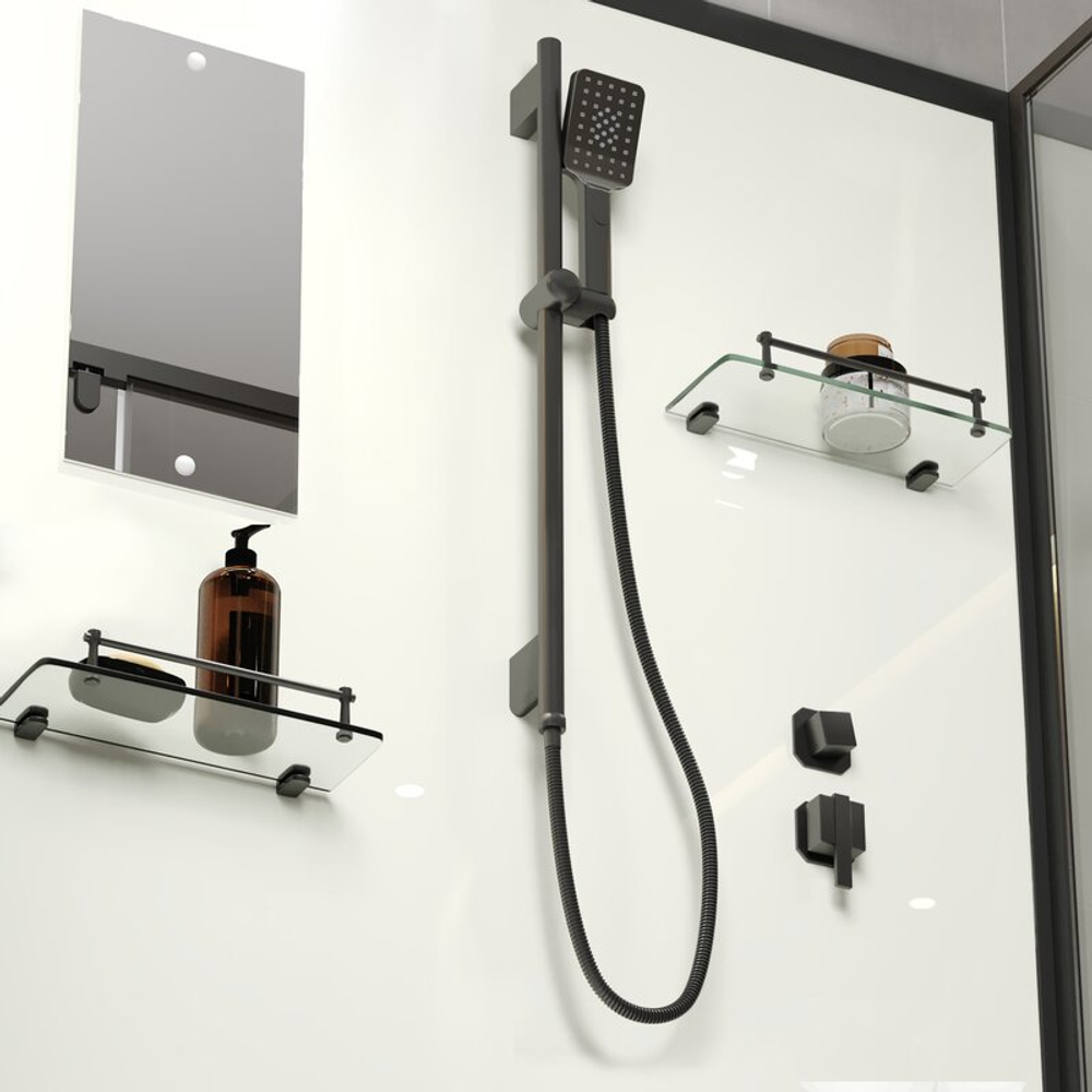 Душевая кабина Niagara Standart ST120/90/15Q/BL/BK (120х90х200) прямоугольник,поддон 15см,распашная,проф.черный,без крыши,3 места