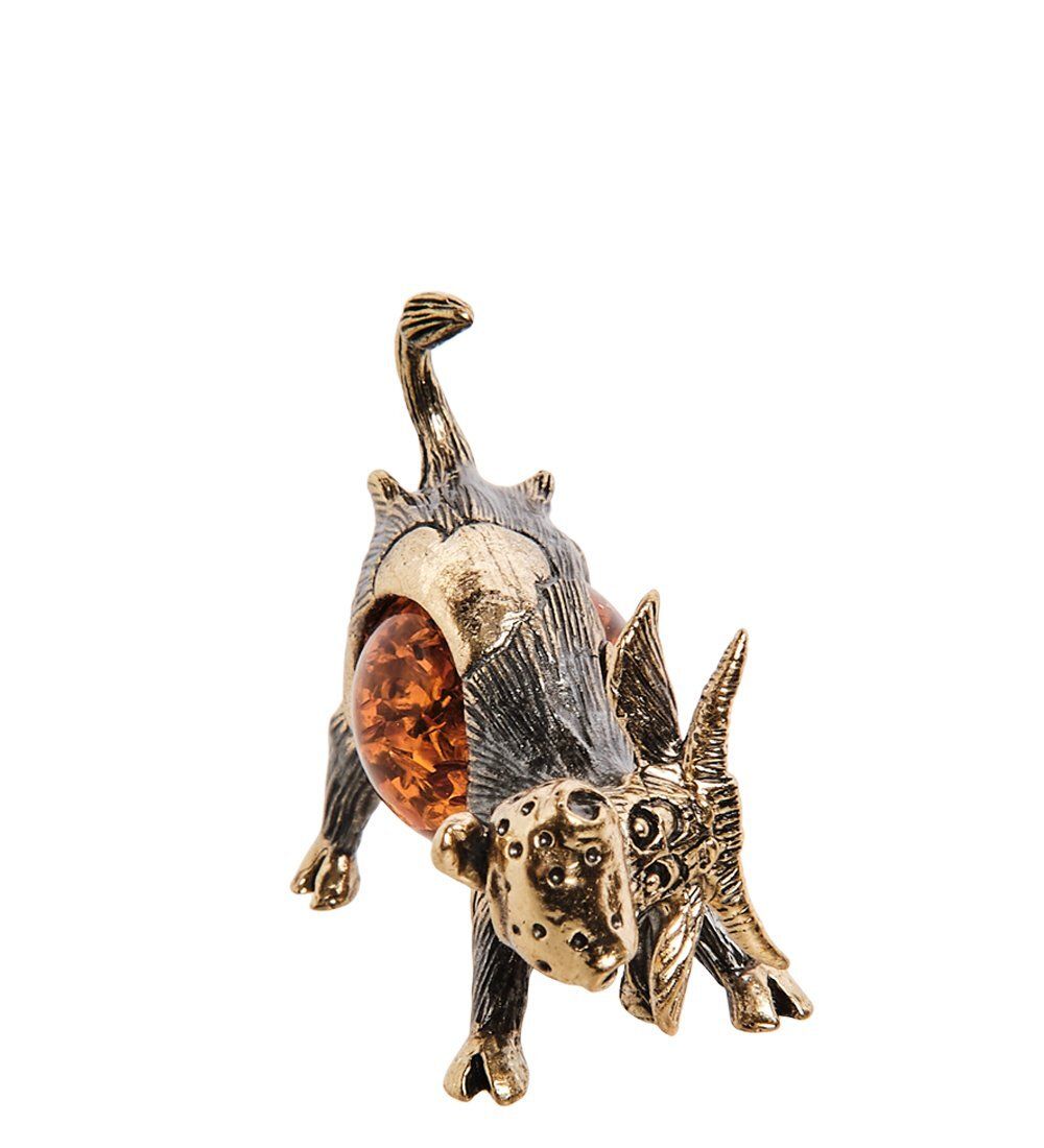 Народные промыслы AM-2832 Фигурка «Бык с шариком» (латунь, янтарь)