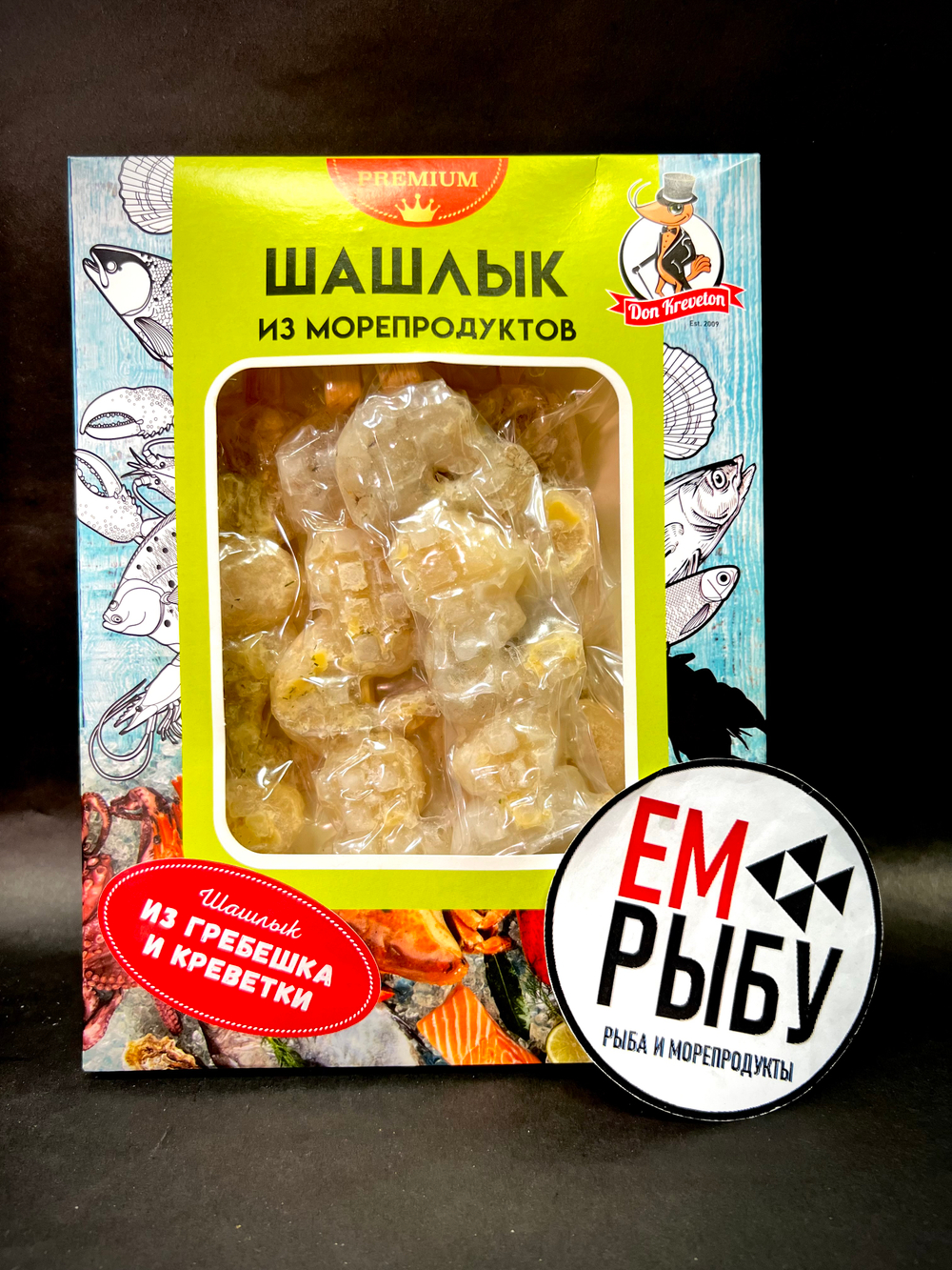 Шашлык из гребешка и креветки с/м, уп. 0,3 кг