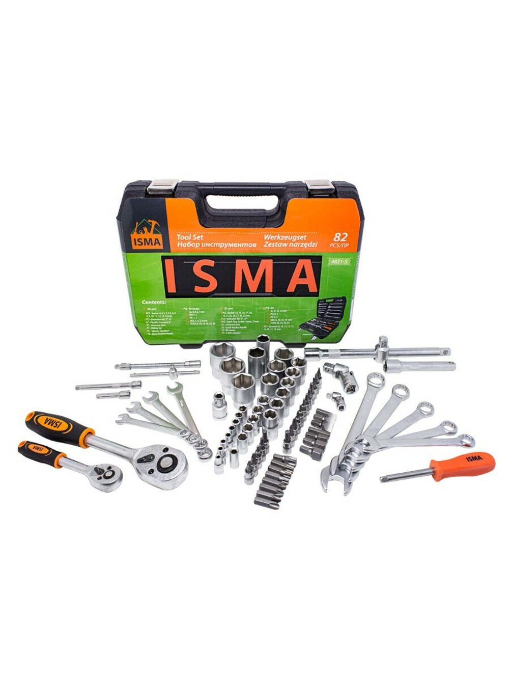 Набор инструментов 82пр.1/4''1/2''(6гр.)(4-32мм) ISMA ISMA-4821-5