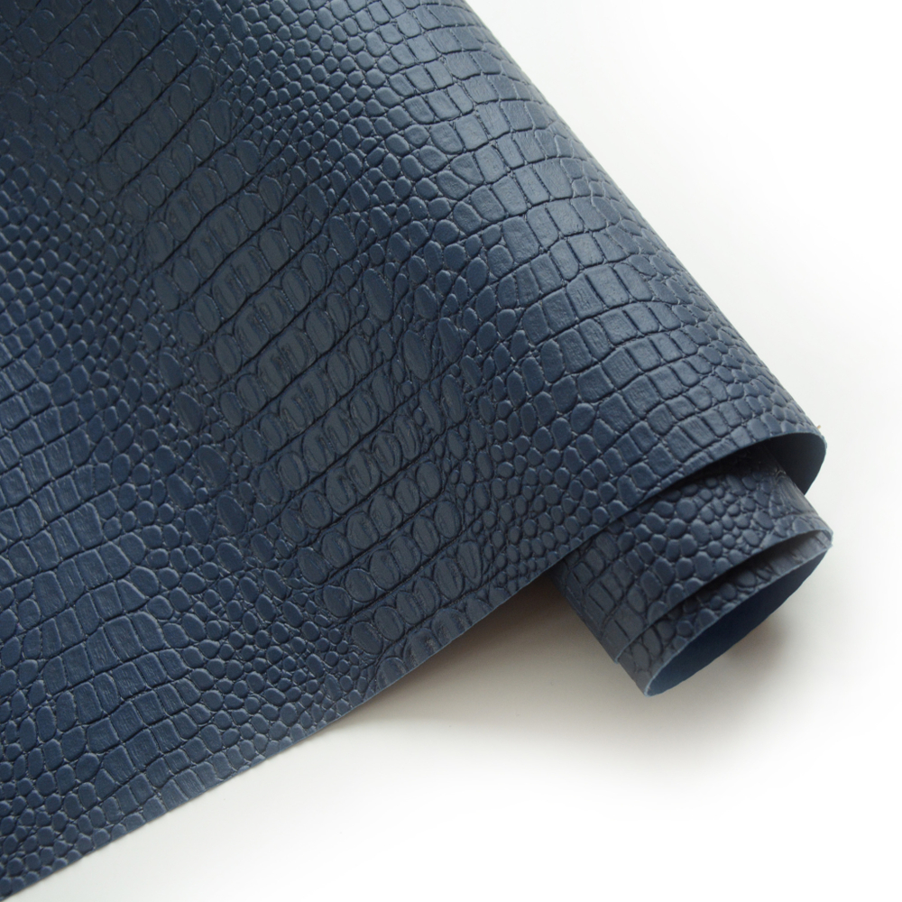 Кожзам переплетный с тиснением "Крокодил", королевский синий