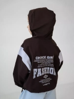 Худи для девочки коричневый с завязками