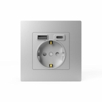 Розетка 1-м СП Pixel IP20 с заземл. с 2-мя заряд. устр. USB тип A+C механизм алюм. TOKOV ELECTRIC TKE-PX-R1U2AC-C03