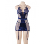 Сексуальное синее белье с подвязками и стрингами (размер M-L)